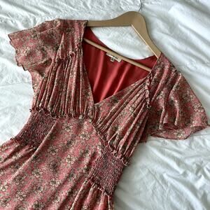 Max Studio Gorgeous Pink Cottagecore Floral Midi Dress Size S